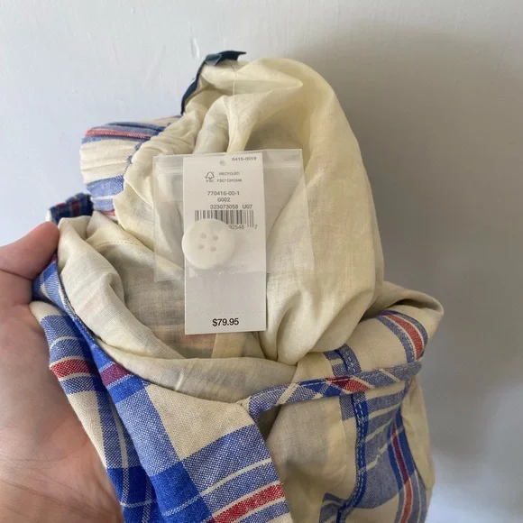 NWT GAP Blue and Cream Plaid Dress - Picture 5 of 5